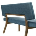 thumbnail image 4 of Channell Wood Dining Bench in Walnut Finish with Blue Fabric, 4 of 5