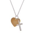 thumbnail image 2 of Delight Jewelry Acrylic 1" Goldtone Heart I Set You Apart Engraved Cross Zoey Necklace, 28", 2 of 4