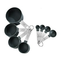 Wovilon Measuring Cups (Gray), Plastic Handle Measuring Cup Spoon Eight Piece Set Kitchen Gadgets