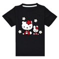 thumbnail image 3 of Traje de Hello Kitty para niños, Top con estampado de dibujos animados bonitos para niñas + Pantalones cortos, conjunto de dos piezas, camiseta de manga corta para niños + Pantalones deportivos para n, 3 of 5