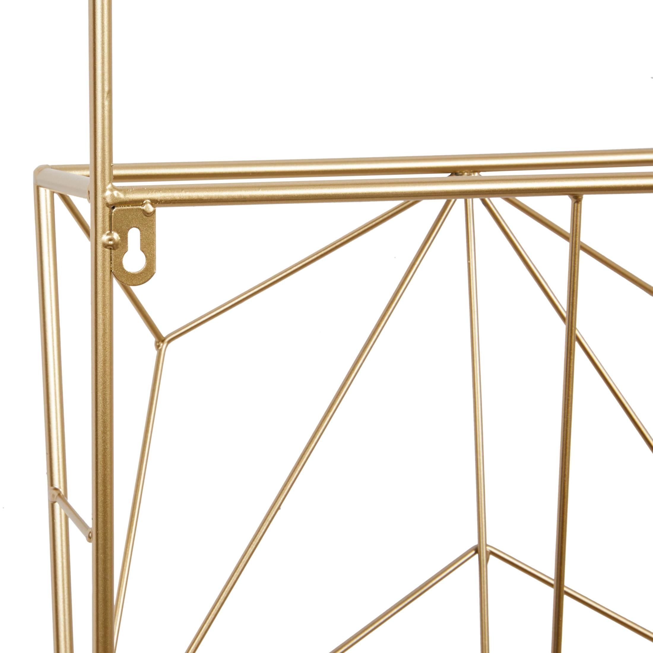 DecMode 15", 30"H 3-Tier Gold Geometric Wall Shelf (2 Count)