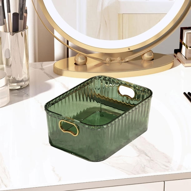 Organizador de joyería de contenedor de almacenamiento de maquillaje acrílico versátil 233x157x88 cm Manijas empotradas Contenedor de almacenamiento Verde oscuro