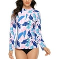 thumbnail image 3 of Alove UPF 50+ Sun Protection Rash Guard Long Sleeve Swimsuit Quick Dry Zipper Swim Shirts, 3 of 5