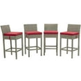 thumbnail image 1 of Modway Tabouret de Bar de Mobilier de Patio Extérieur en Osier à 4 Conduits, Gris Pâle, 1 of 6