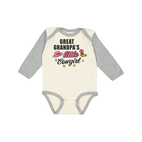 Inktastic Great Grandpa's Little Cowgirl with Cowgirl Hat and Boots Girls Long Sleeve Baby Bodysuit