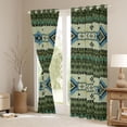 thumbnail image 4 of Feelyou Retro Hippie Aztec Black Out Curtains for Men, Green Stripe Triangle Curtains Pack of 2 (42x63 Each), Mandala Bohemian Cowgirl Bedroom Curtains, Curtains and Drapes Room Decor, 4 of 7