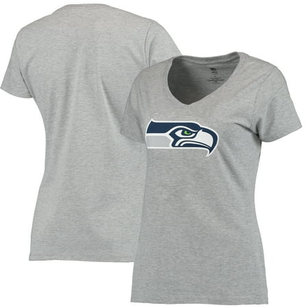 Seattle Seahawks NFL Pro Line Women's Primary Logo V-Neck T-Shirt - Heathered