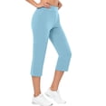 thumbnail image 5 of Yoga Pants Women Sevevn Women's High Waisted Capri Pants with Pockets Soft Stretchy Casual Cropped Trousers Blue L, 5 of 8