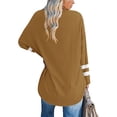 thumbnail image 2 of Fangasis Women T-shirt V Neck Tee Long Sleeve T Shirt Ladies Loose Tunic Blouse Casual Work Pullover Khaki L, 2 of 3