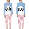 thumbnail image 2 of Renewold Durable Pajama for Teen Girls Panda Pajama Top Flower Pants Bottom Set of 2 Breathable Long-Sleeve Loungewear Sleepwear Loungewear Size 11-12, 2 of 5