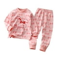 thumbnail image 4 of Odeerbi Toddler Boys Girls Pajama Sets Soft Cotton Long Johns Cartoon Printed Base Layer Set Thermal Underwear Set Casual Collar Long Sleeve Tops Printed Long Pants Outfit Sets Pink, 4 of 4