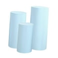 thumbnail image 3 of HOMYL 3Pcs Cylinder Pedestal Covers Backgrounds for Wedding Graduation Anniversary light blue, 3 of 8