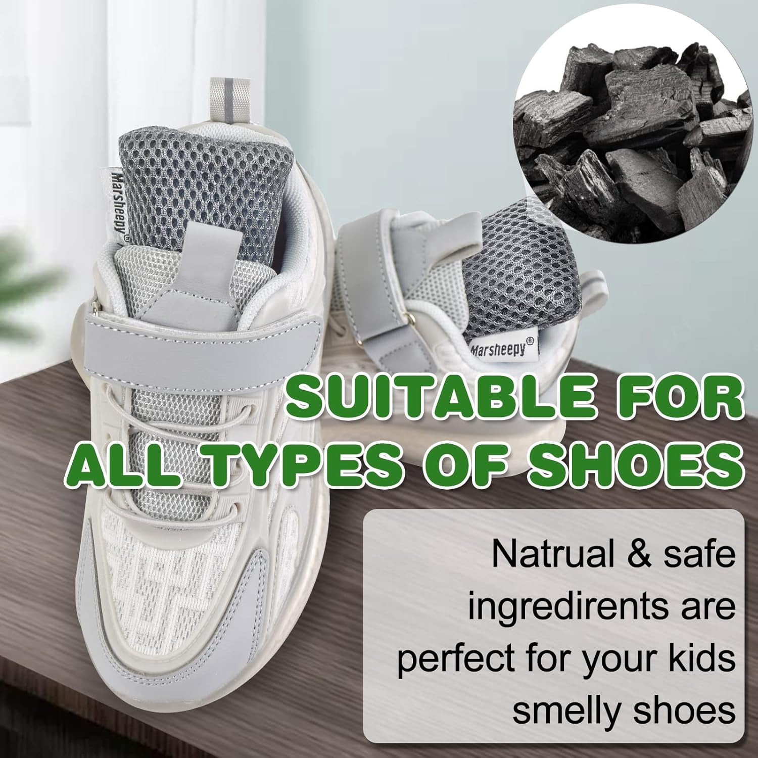 12 Pack Charcoal Shoe Deodorizer Bags inserts, Shoe Odor Eliminator,Drawer Deodorizers, Activated Charcoal Odor Absorber for Gym Bag, Car, Pet, Closet