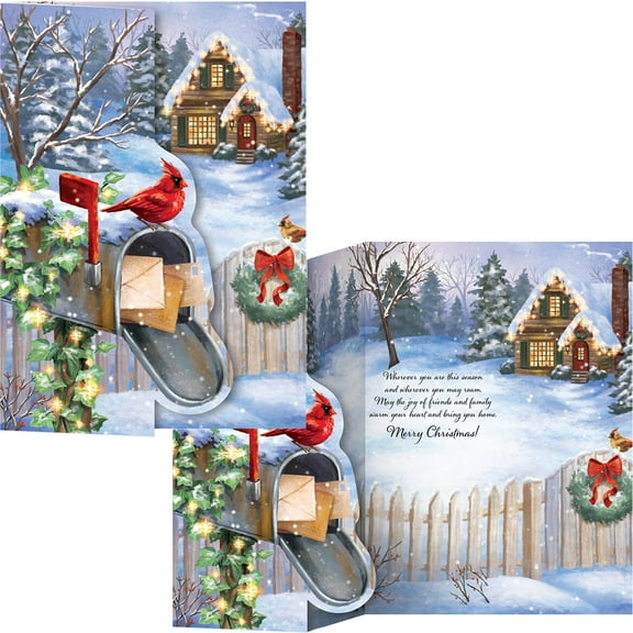 Cardinal with Glowing Cottage Card Set of 20