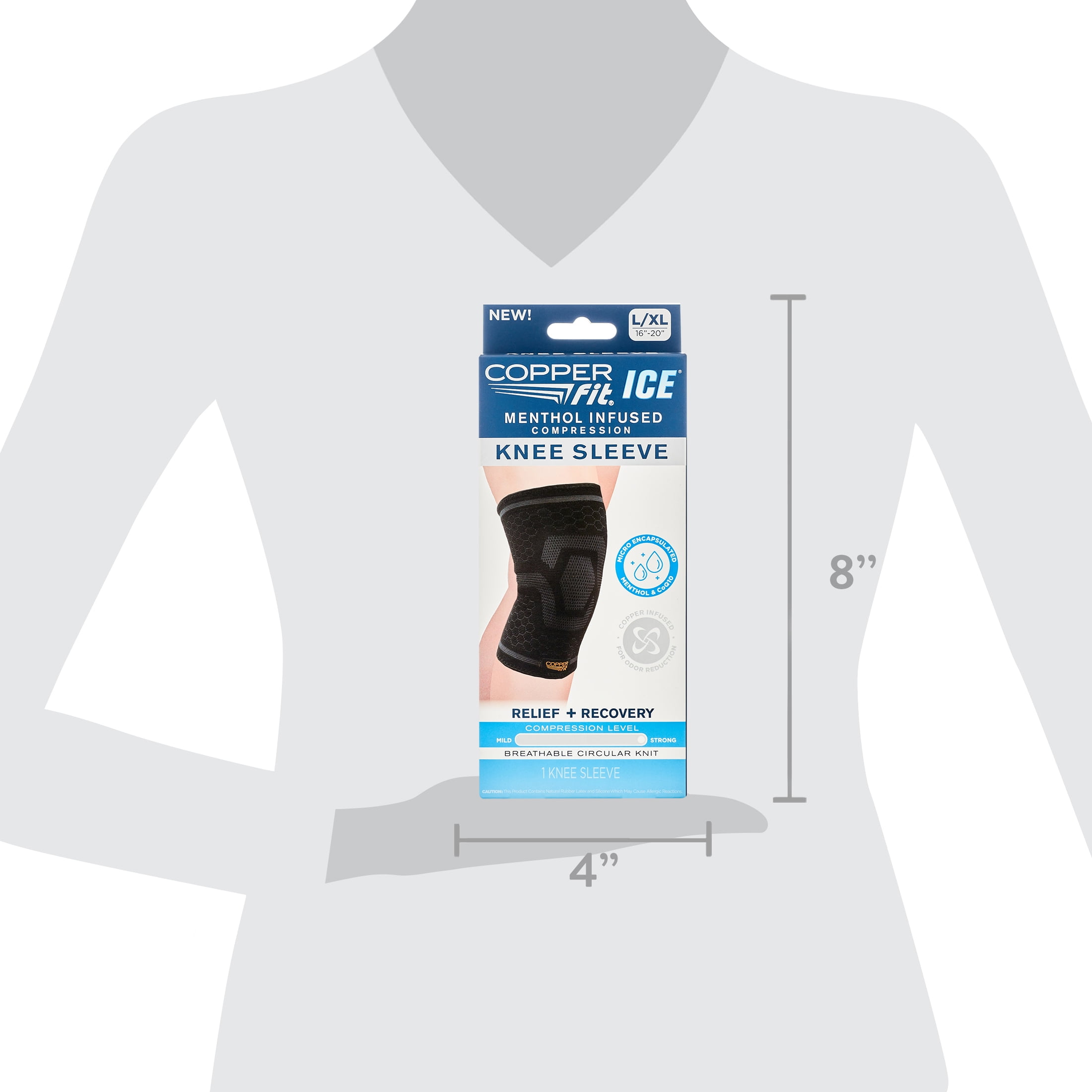 Copper Fit® Ice Knee Compression Sleeve Infused with Menthol