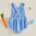 thumbnail image 4 of CAICJ98 Infant Baby Boy Girl Easter Outfit Bunny Embroidery Sleeveless Romper Overalls Newborn Summer Clothes (Blue,3-6 Months), 4 of 6