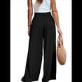 thumbnail image 3 of Pantalones Anchos de para Mujer, de Cintura Alta, para Playa y Descanso. Negro L, 3 of 7