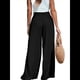 thumbnail image 3 of Pantalones Anchos de para Mujer, de Cintura Alta, para Playa y Descanso. Negro L, 3 of 7