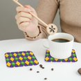 thumbnail image 6 of Kll Square Drink Coasters Set Of 4,Pu Leather Absorbent Coasters Set Decorative Coffee Cup Coasters Housewarming Gift For Home Decor-Mardi Gras, 6 of 9