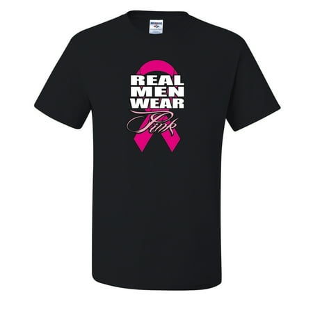 Real Men Wear Pink Breast Cancer Awareness Graphic Mens T-shirts   Black  4XL
