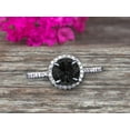 thumbnail image 3 of 1.75 Carat Round Cut Black Diamond Moissanite Engagement Ring On 10k White Gold Art Deco Halo Designed, 3 of 5
