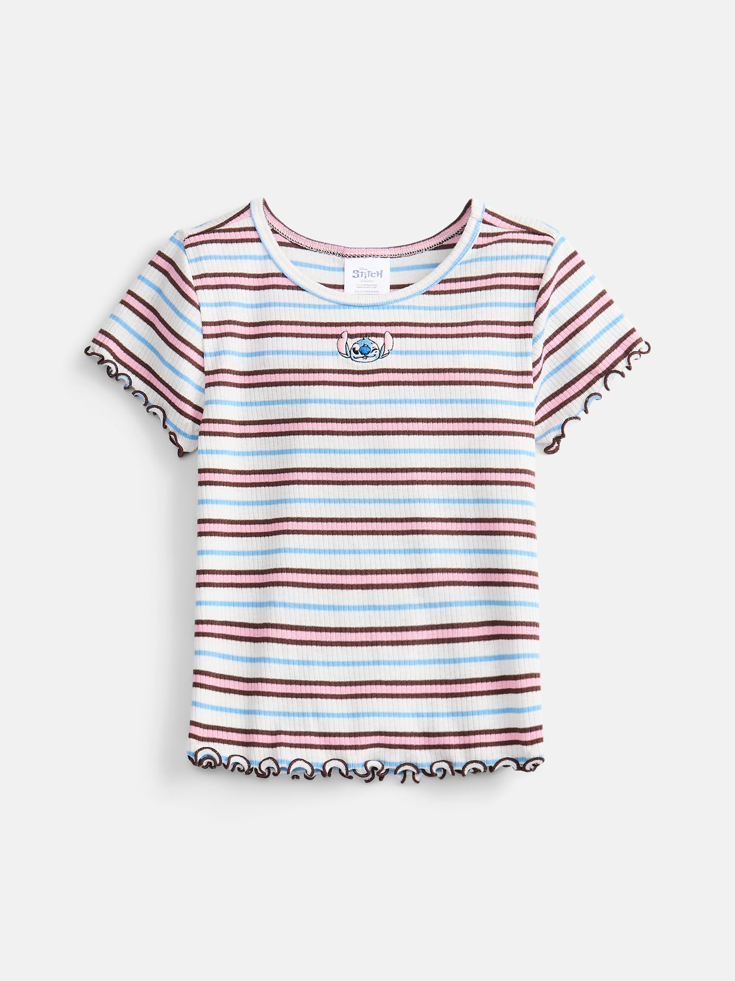 Stitch Girls Graphic Ribbed Tee and Denim Jumper Dress Set, 2 Piece, Sizes 4-12