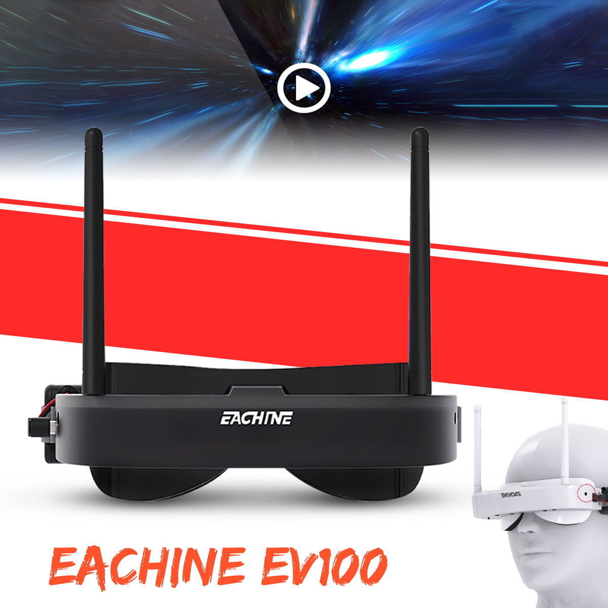 Eachine EV100 720*540 5.8G 72CH FPV Goggles With Dual Antennas Fan 7.4V 1000mAh