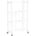 thumbnail image 4 of 4 Tier Foldable Storage Shelves with Wheels, Large Capacity Shelving Unit, Freestanding Metal Wire Shelf Rack, No Assembly Organizer Rack for Garage Kitchen, Basement, Pantry(White), 4 of 8