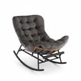 thumbnail image 2 of Kojooin Indoor Papasan Rocking Chair, Rattan Rocker with Extendable Footrest and Detachable Cushion, 2 of 7