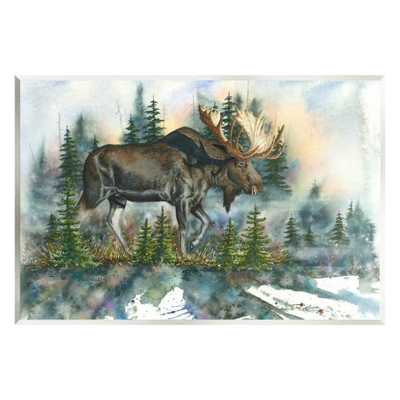 Wild Moose Forest Nature Scene Animals & Insects Graphic Art Unframed Art Print Wall Art