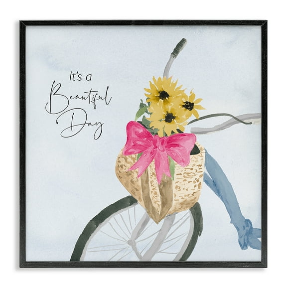 Stupell Industries It's a Beautiful Day Bicycle Transportation Painting Black Framed Art Print Wall Art, 12 x 12