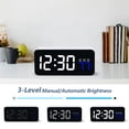 thumbnail image 5 of SZELAM Digital Alarm Clocks with Temperature Display Snooze Brightness Voice Control, 12/24hr, USB Battery Powered LED Alarm Clock with 3 Alarms for Adult Bedside Bedroom Office Travel, White, 5 of 7