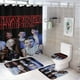 thumbnail image 1 of Juego de 4 cortinas de ducha de Stranger Things con alfombrillas antideslizantes, tapa de inodoro y alfombrilla de baño, cortina de ducha impermeable con decoración de dibujos animados para baño con, 1 of 8