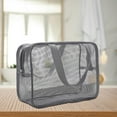 thumbnail image 4 of Neceser de malla portátil, organizador de artículos de tocador, bolsa de aseo transparente, artículos esenciales para , bolsa con cremallera, Gris, 4 of 8