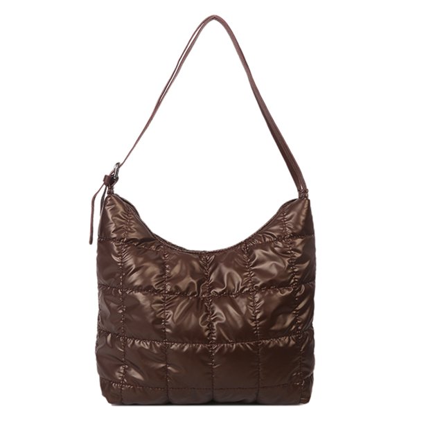 Bolso Hombro Informal Con Asa Superior Nailon para Mujer Bolso Compras Acolchado (marrón Oscuro)