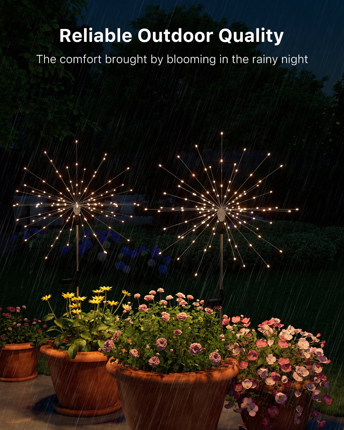 Yinghao 4 pack Warm White Solar Firework Lights, Outdoor Waterproof Garden Sparkler Lighting, Bendable Copper Wire DIY Design Yard Decor, Flower Bed