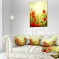 thumbnail image 3 of Designart Grunge Background with Red Poppies - Floral Throw Pillow - 12x20, 3 of 5