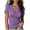 Purple, variant on Levmjia Women's Short Sleeve Top, Solid Color V Neck Wrap Front T-Shirt, Casual Ruched Short Sleeve Blouse for Women