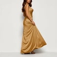 thumbnail image 5 of Miqool Women's Satin Cowl Neck Maxi Dress Sleeveless V-Neck Ruched High Slit Formal Evening Gown Wedding Guest Cocktail Dress, 5 of 9