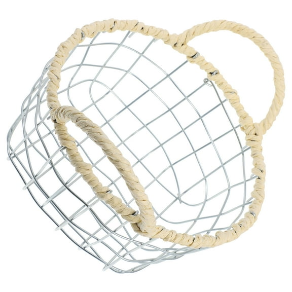 LOLIPPYY Iron Wire Storage Basket in Plated Silver for Kitchen Snacks Bread and Fruit Countertop Use