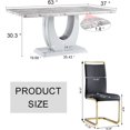 thumbnail image 4 of StnTalk Dining Table Set for 6, 63'' Grey Faux Marble Dining Room Table with 6 PU Leather Chairs, Modern Kitchen Table Set with Golden Metal Legs for Dining Room, 4 of 11