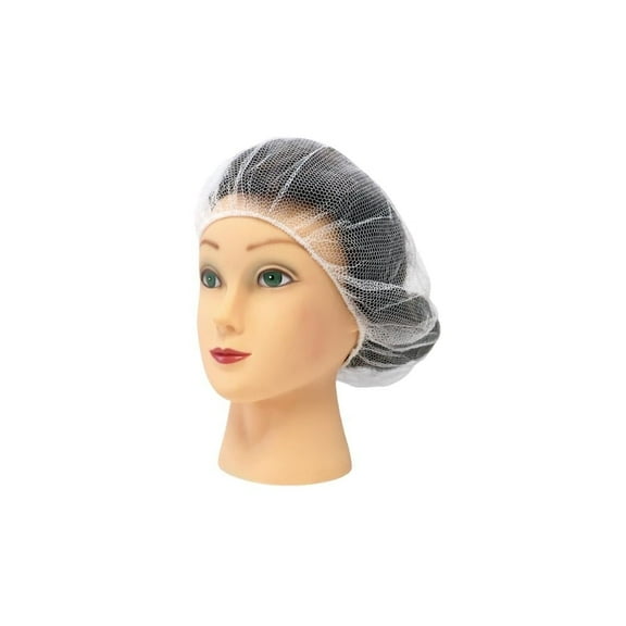 MMBM 18" White Disposable Nylon Honeycomb Hair Nets, 16-17gsm - 1000 Pcs