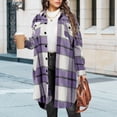 thumbnail image 2 of Yokua Fall Shackets for Women Oversized Long Plaid Jacket Casual Button Down Flannel Shirt Jackets Tartan Woolen Coats, 2 of 6