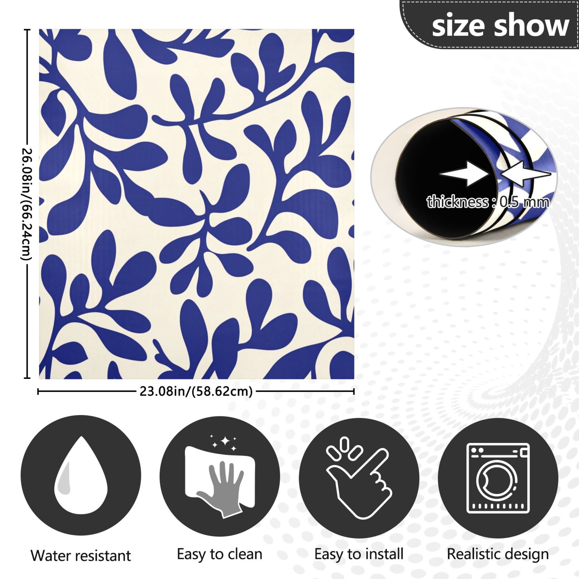 Dishwasher Magnetic Sticker 23x26 Inch Refrigerator Magnetic Sticker Washing Machine Magnetic Sticker Kitchen Panel Magnetic Sticker Home Decor Dark Blue Pattern