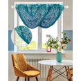 thumbnail image 3 of Waterfall Valances for Windows, Teal Blue Boho Kitchen Sheer Valance Curtains, Retro White Rustic Flower Ethnic Pattern Rod Pocket Elegant Swag Valances for Living Room Bedroom, 47.2"x38.5", 3 Panel, 3 of 8