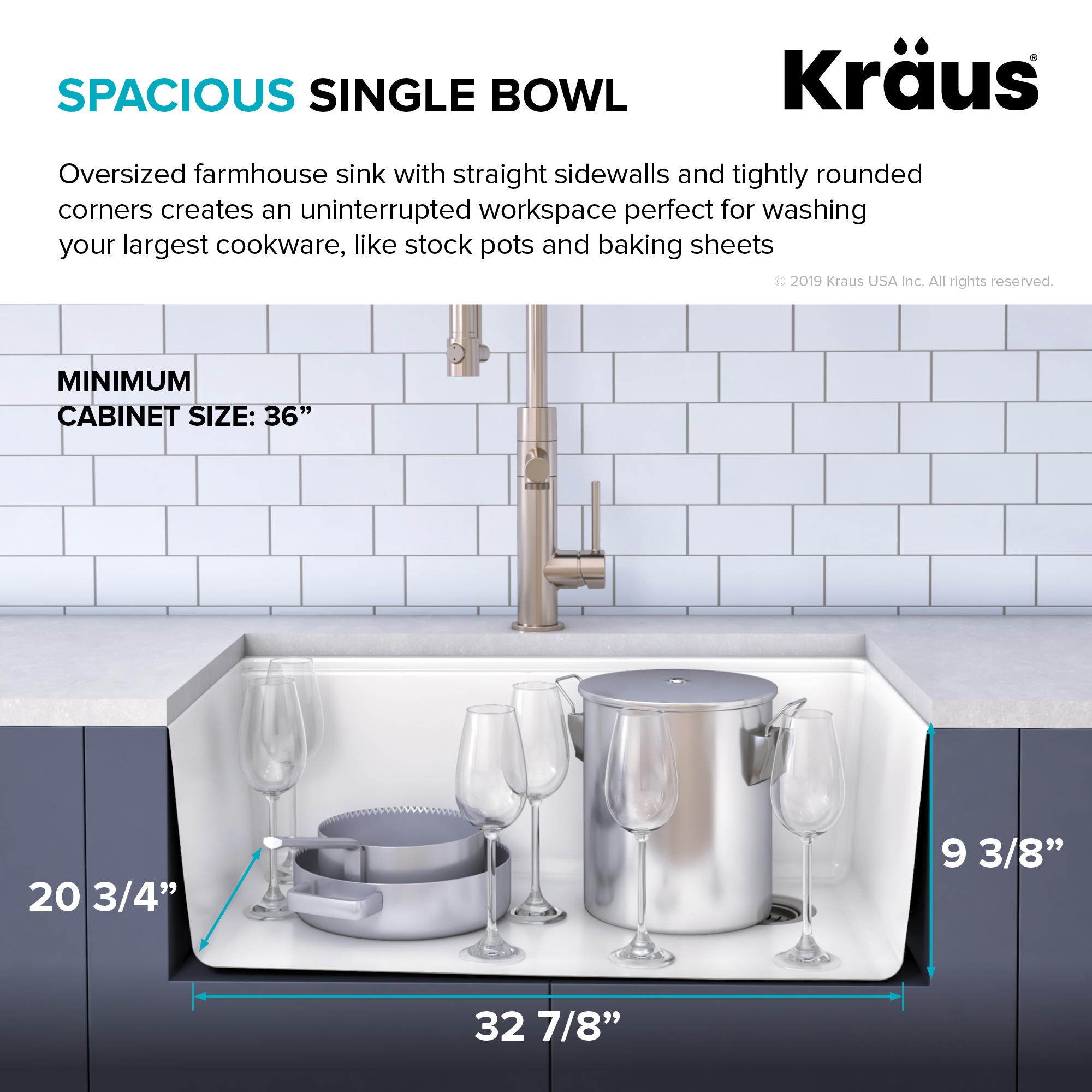 KRAUS Bellucci 33-inch Granite Quartz Composite Farmhouse Flat Apron Front  Single Bowl Kitchen Sink with CeramTek in Black
