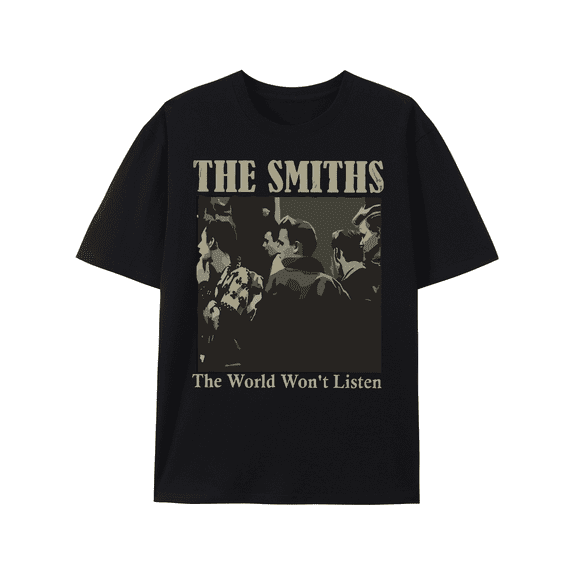 [Smiths Vintage Cotton Tee] Smiths Men's Vintage Cotton T-shirt | Pencil Drawing Style, Music, Casual, Round Sleeve, Printed Clothing
