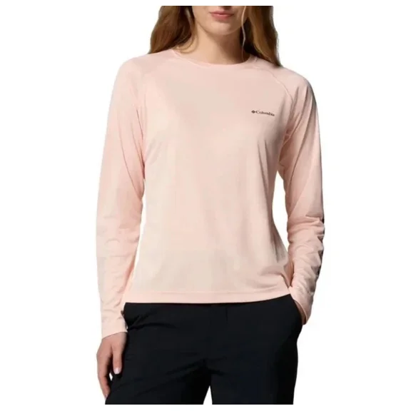 Columbia Women’s Omni-Shade Long Sleeve Sun Tee, Peach Blossom, XL