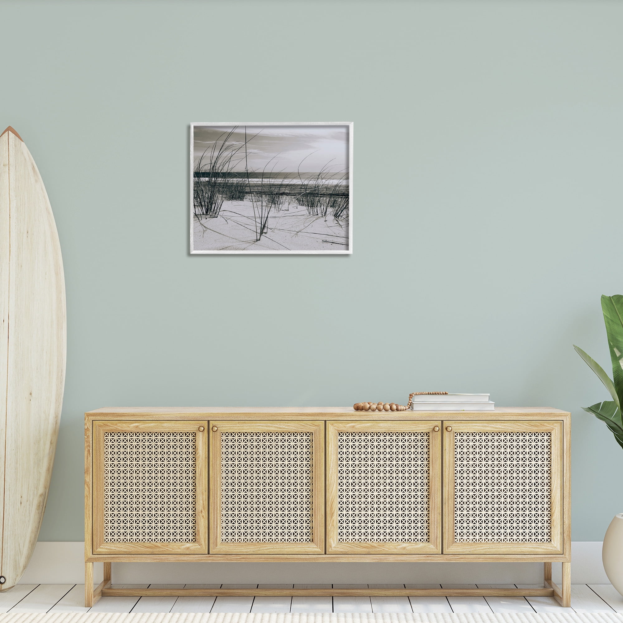 Stupell Industries Subtle Beach Reeds Landscape Photography White Framed Art Print Wall Art, 30 x 24