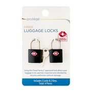 Protege Key Luggage Locks, Black, Set of 2